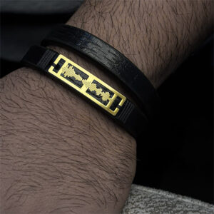 دستبند نقره آب طلا فرکانس صدا مدل Secret