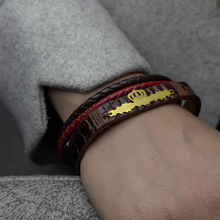 دستبند چرم نقره