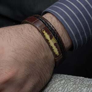 دستبند نقره آب طلا فرکانس صدا مدل Melancholy